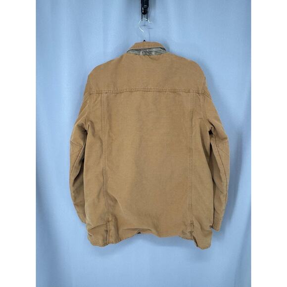 VTG Territory Ahead Jacket Mens Large Tan Duck Canvas Chore Aztec Lined Utility - Picture 2 of 16